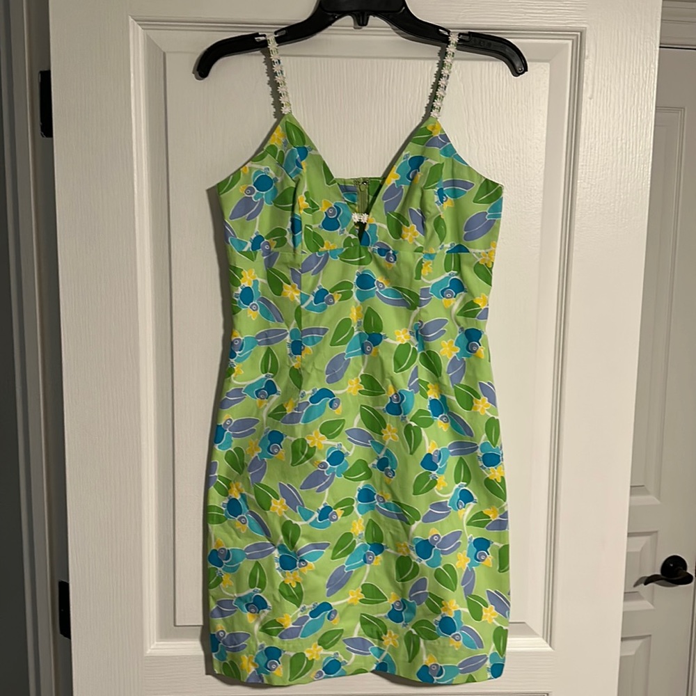 Lilly Pulitzer Too Jays Dress Tropical 4 Green Strappy